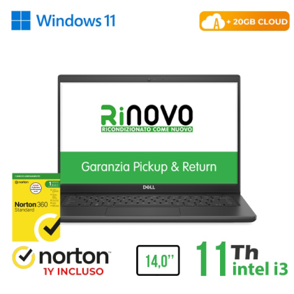 RINOVO NB DELL Latitude 3420 REFURBISHED i3-11XXU DDR4 8GB SSD 240GB HDMI 14" W11P CLOUD20GB Grade A1 Y War