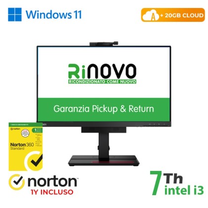 Rinovo Pc Aio Pc Tiny In One Lenovo Thinkcentre M710Q Tio 22" I3-7X00 8Gb 256Ssd W11P Cl - Ricondizionato