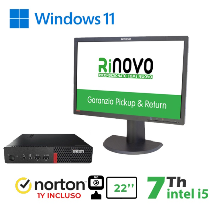 Rinovo Tiny Pc Lenovo M710Q I5-7X00 8Gb 256Gb W11+Webcam+Norton+Docking+Monitor Lenovo Rnlt2252P