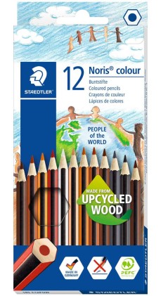 Staedtler Noris Color 185 Confezione da 12 matite colorate esagonali - Realizzate in Wopex - Molto resistenti - Legno proveniente da fonti sostenibili - Colori assortiti
