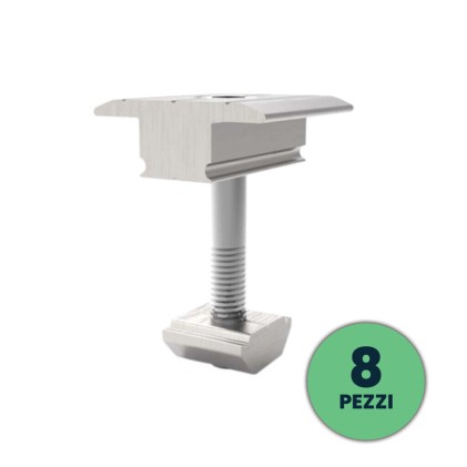 V-TAC Italia Morsetti Centrali in Alluminio per Fissaggio Pannelli Solari Fotovoltaici 30mm (Confezione 8 Pezzi)