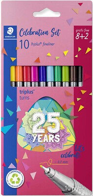 Staedtler Triplus Fineliner 334 Confezione da 10 penne Fineliner - Linea 0,3 mm circa - Inchiostri a base d acqua - Colori assortiti