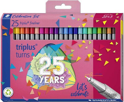 Staedtler Triplus Fineliner 334 Confezione da 25 penne Fineliner - Linea 0,3 mm circa - Inchiostri a base d acqua - Colori assortiti