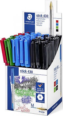 Staedtler Stick 430 Penne a Sfera - Punta 0,35 mm - Inchiostro Indelebile - Colori Assortiti 1 pezzo