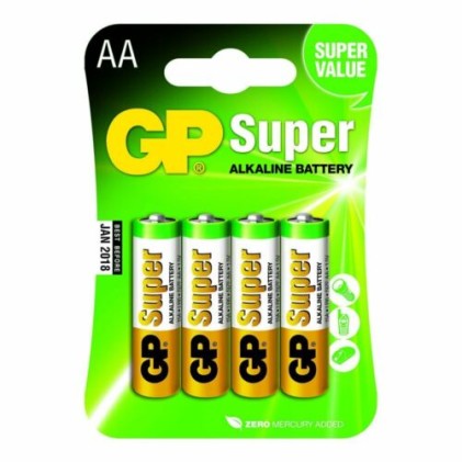 GP Confezione da 4 Batterie Super Alcaline LR06 AA 1.5V