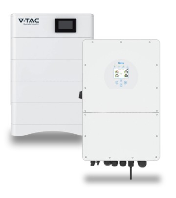 V-TAC Italia Kit Fotovoltaico Alta Tensione con Inverter Ibrido Trifase Deye 10kW e Accumulo LiFePO4 20.48kWh, BMS TA WiFi Inclusi, CEI-021 Garanzia 10 Anni IP65