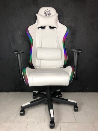 Poltrona Gaming Noua Nero Rgb Poggia Testa E Cuscino White/Rgb
