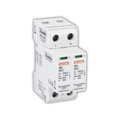 Lovato Scaricatore Sovratensione Serie SG2 Tipo 2 20kA 1P+N 2 Moduli