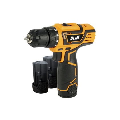 Trapano a batteria Blim 12V 2Ah - Coppia massima 28 Nm - 2 velocit&agrave; 0-400 e 0-1500 giri/min - Include 2 batterie e custodia per il trasporto