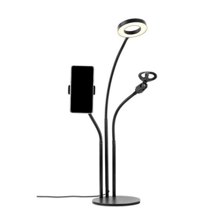 XO L02 Youtuber Pack Base di Fissaggio + Supporto Smartphone + Supporto Microfono + Lampada LED 3" 12W con Telecomando - 4 Livelli di Illuminazione