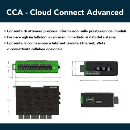 Tigo Kit di Controllo per Ottimizzatori con Datalogger Cloud Connect Advanced (CCA con Ethernet, WiFi, RS485) e Antenna per Trasmissione Dati con alimentazione a barra DIN