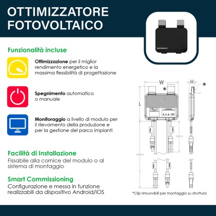 Tigo Ottimizzatore di Potenza Smart per Pannelli Solari Fotovoltaici fino a 700W 80V 15A