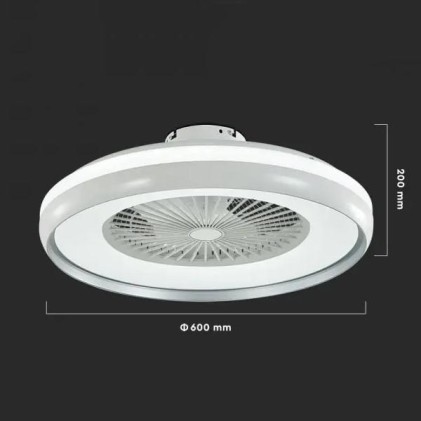 V-TAC Ventilatore LED da Soffitto a Scatola con Motore a Corrente Alternata da 45W e Telecomando 3in1 Colore Grigio