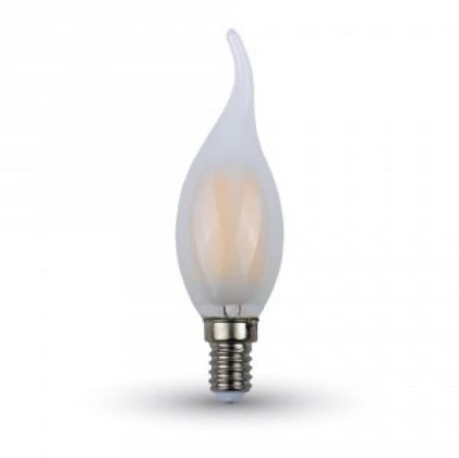 V-TAC VT-1937 Lampadina LED E14 4W Candela fiamma frost filamento - Bianco naturale 4000K - SKU 4478