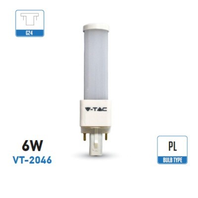 V-TAC VT-2046 Lampadina LED G24 6W - 6400K Bianco freddo - SKU 7208