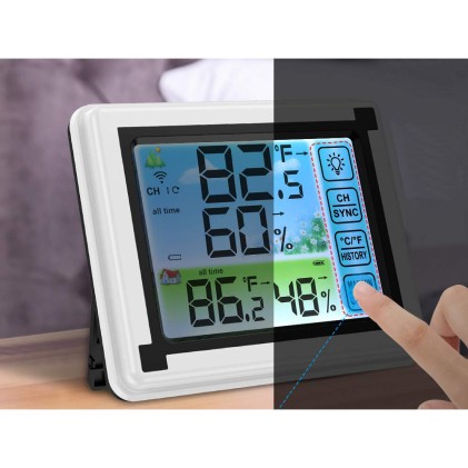 Stazione meteorologica con display touchscreen, igrometro, unit&agrave; esterna per meteo