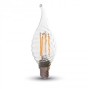V-TAC VT-1995 Lampadina LED E14 4W Candela fiamma Twist filamento - Bianco freddo 6000K - SKU 4432