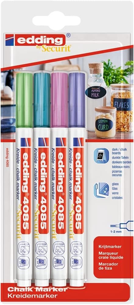 Flipchart-Marker edding 383 - Astuccio con punta a scalpello, PG=4ST, blu, verde, rosso, nero