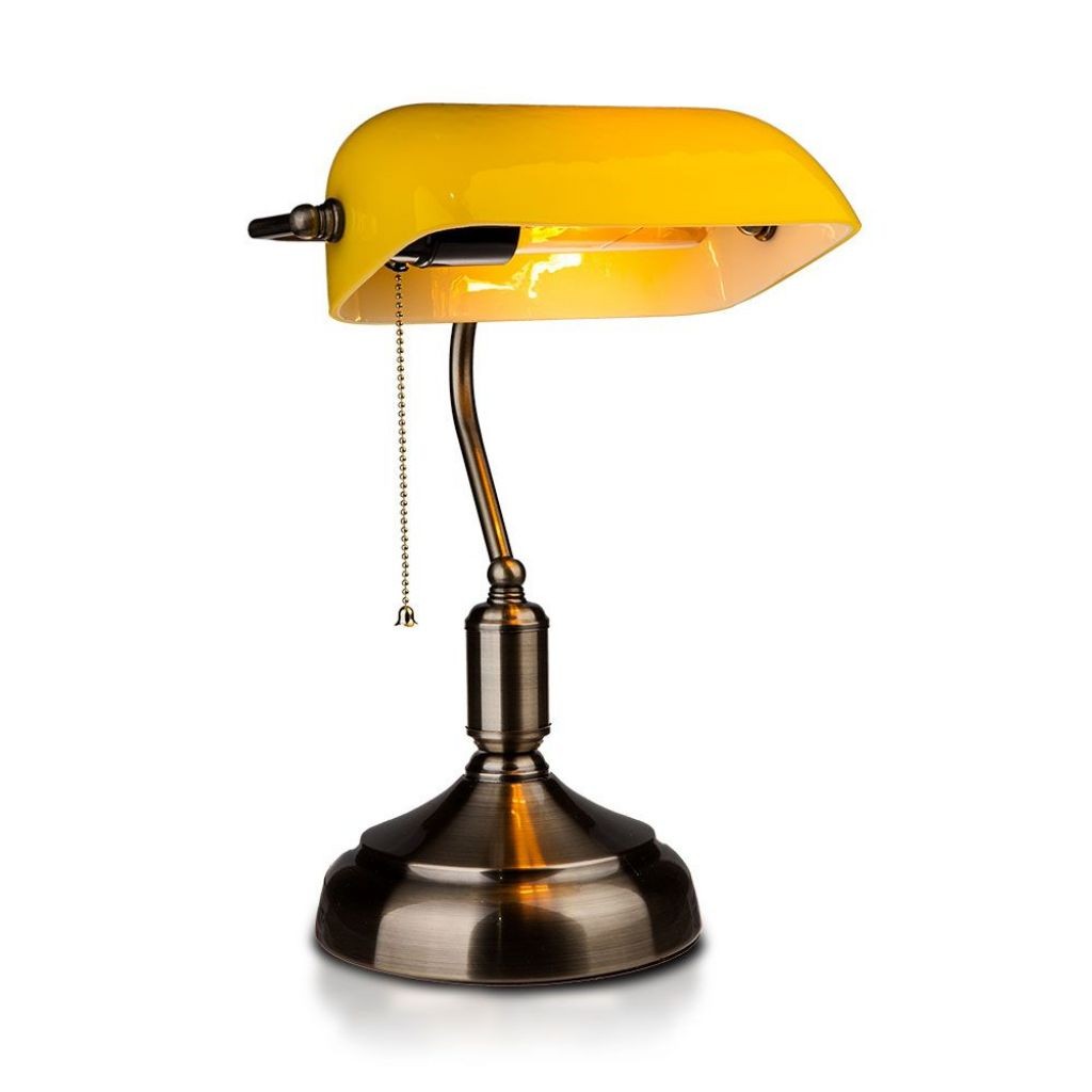 V-TAC Lampada LED Da Tavolo Vintage In Metallo Con Portalampada E27 Diffusore Inclinabile Di 90 In Vetro Colore Giallo P 238511