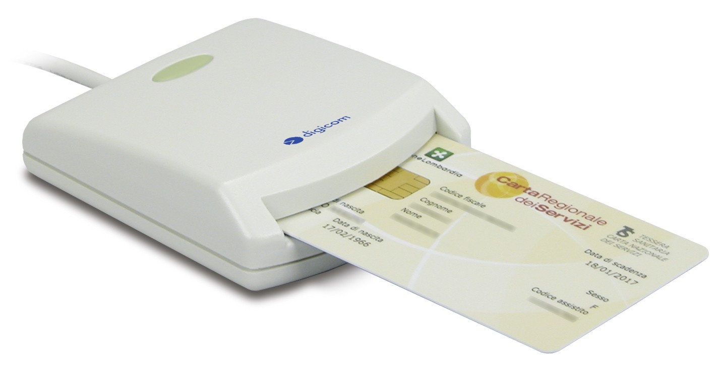 Digicom Lettore Smart Card Scr-C01 Per Carta Servizi Usb - - Esseshop - Il  tuo Partner in Informatica, PC e Networking