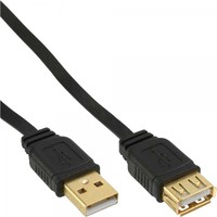 InLine 21473 Cavo USB 2.0, Piatto, Prolunga, Type-A, Maschio/Femmina, Pin Dorati, 0.5 m, Nero