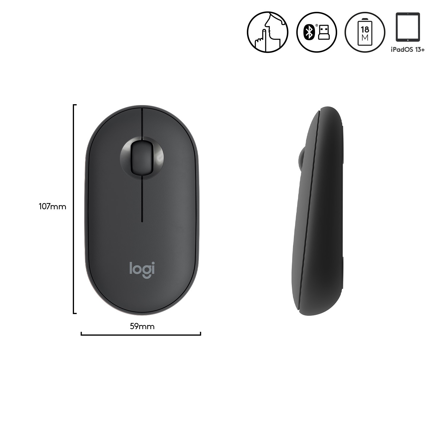 LOGITECH Pebble, mouse wireless con Bluetooth o ricevitore da 2,4 GHz, mouse  per computer con clic silenzioso per laptop, notebook, iPad, PC e Mac. Rosa