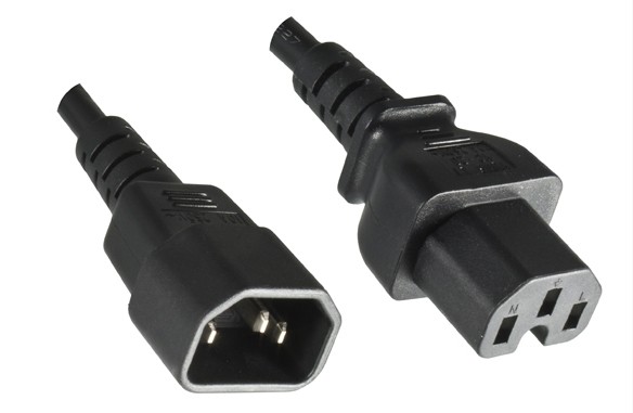 Spina di Alimentazione IEC angolata 90° maschio – femmina Nero