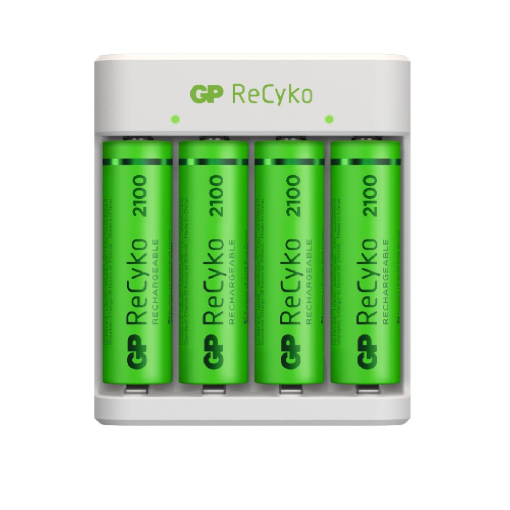 GP Battery Caricabatterie USB Recyko E211 con 4 Batterie Ricaricabili 1,5V  Stilo AA NiMH 2100mAh e 4 Batterie Ricaricabili 1,5V Mini Stilo AAA NiMH  800mAh incluse - Stilo / Ministilo - Esseshop 