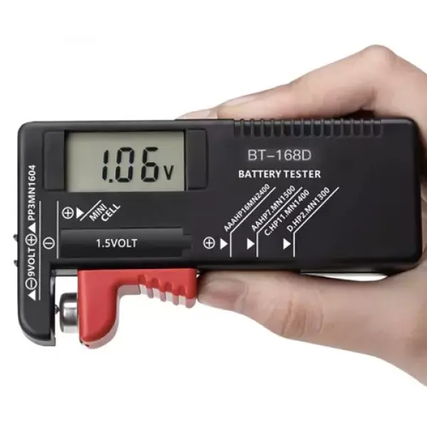 Tester Batterie per stilo, ministilo, AA, AAA, D, 9V, Bottone con
