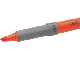 Pennarello Fluorescente Bic Highlighter Grip - Punta Smussata - Tratto tra 160 e 330 mm - Grip Testurizzato - Colore Arancione