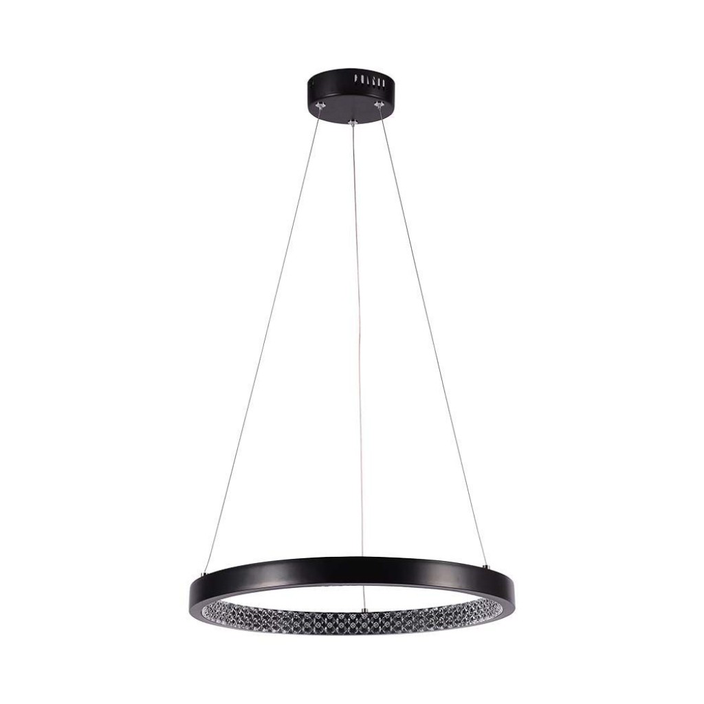 V-TAC Lampadario LED a Sospensione Circolare 19W in Metallo Colore Nero d: 40cm h: 108cm 4000K