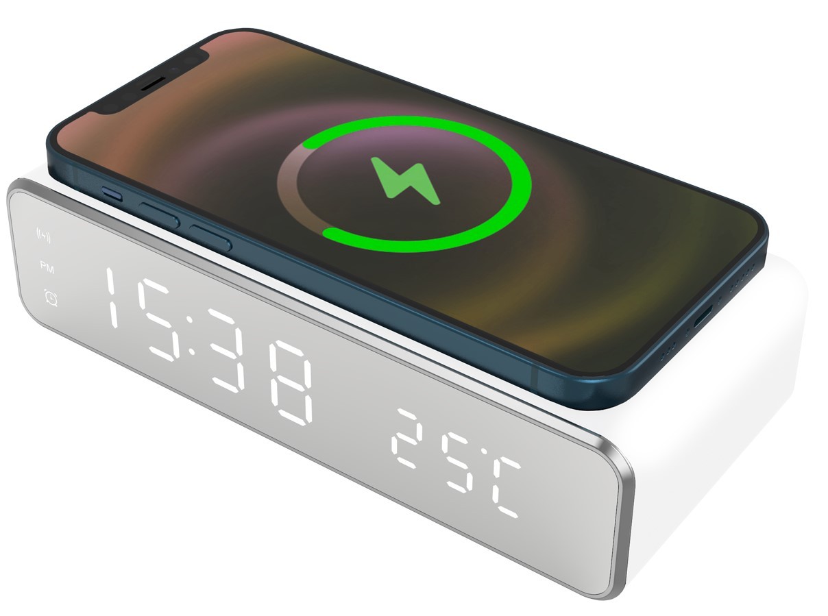 Sveglia Con Ricarica Wireless Per S Martphone E Earbuds(Dotati Di Ricar