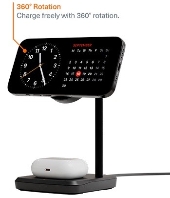 Qi2 2-In-1 Chargebase 15W Wireless Nero