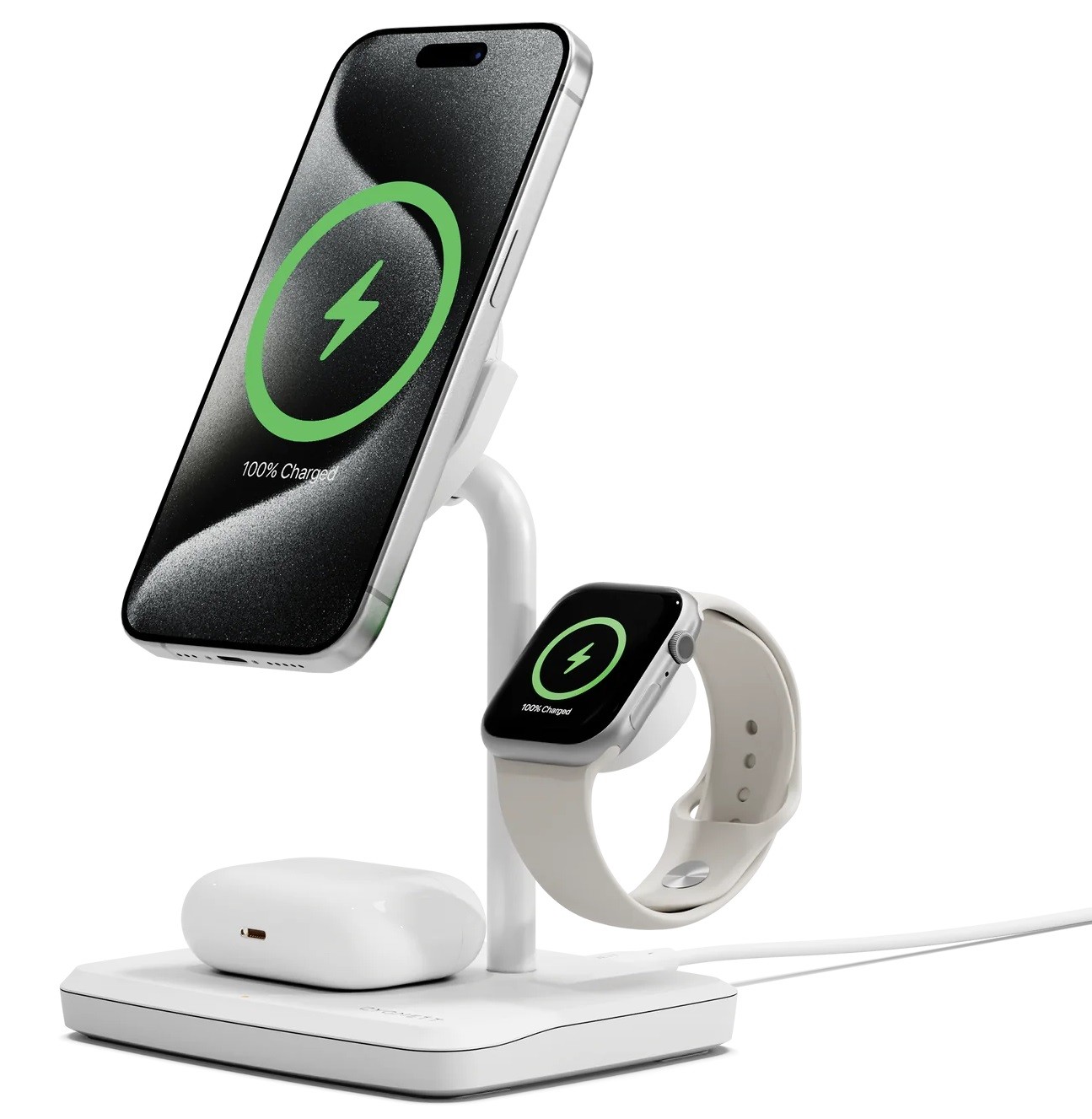 Qi2 3-In-1 Chargebase 15W Wireless White