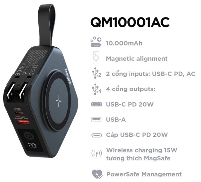 Power Bank Max 10000Mah Usbc Quad Portable