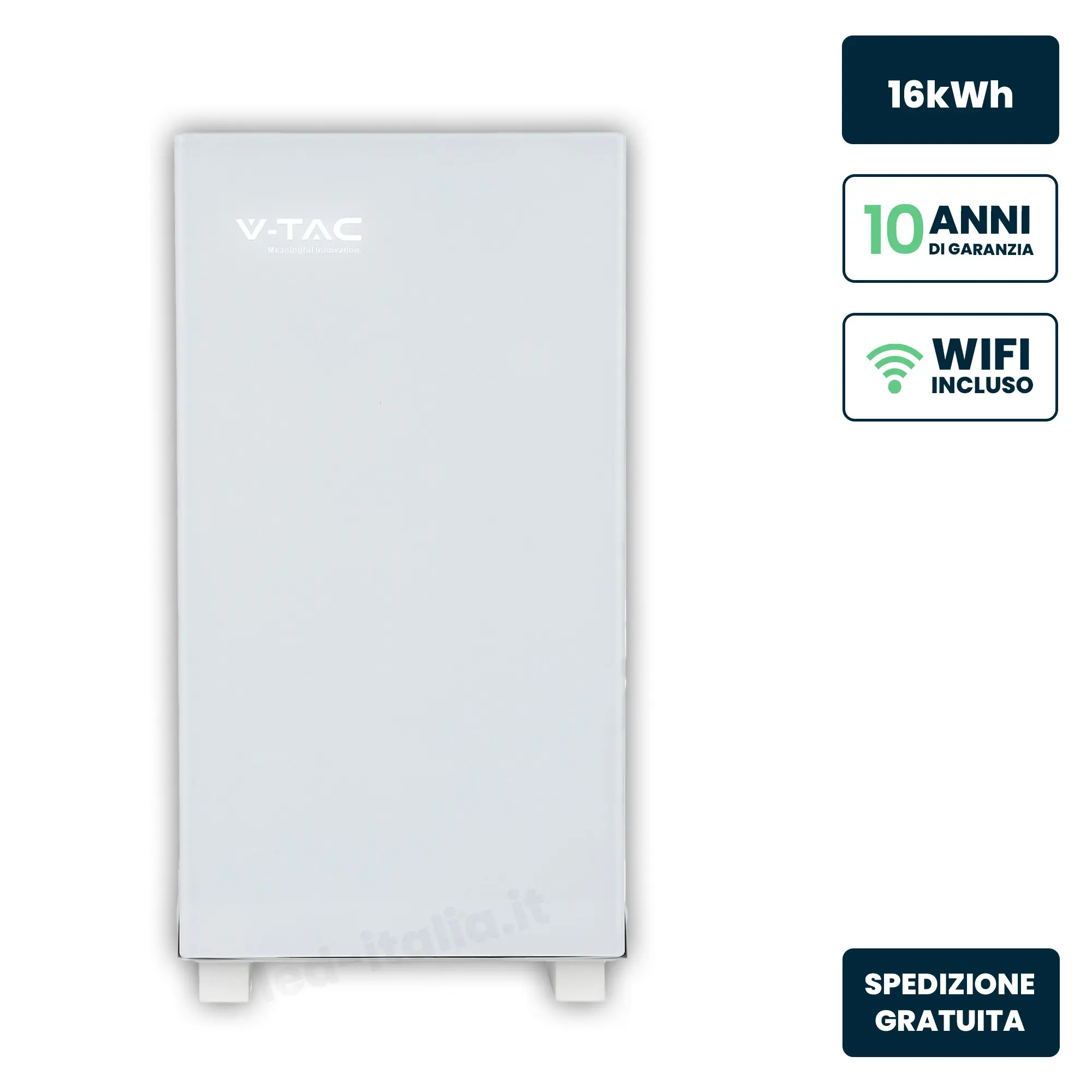Batteria Di Accumulo 16.07Kwh Lifepo4 Bms Integrato Per Inverter Fotovoltaici 51.2V 314Ah Schermo Touch Design Bianco Effetto Vetro Lucido Garanzia 10 Anni