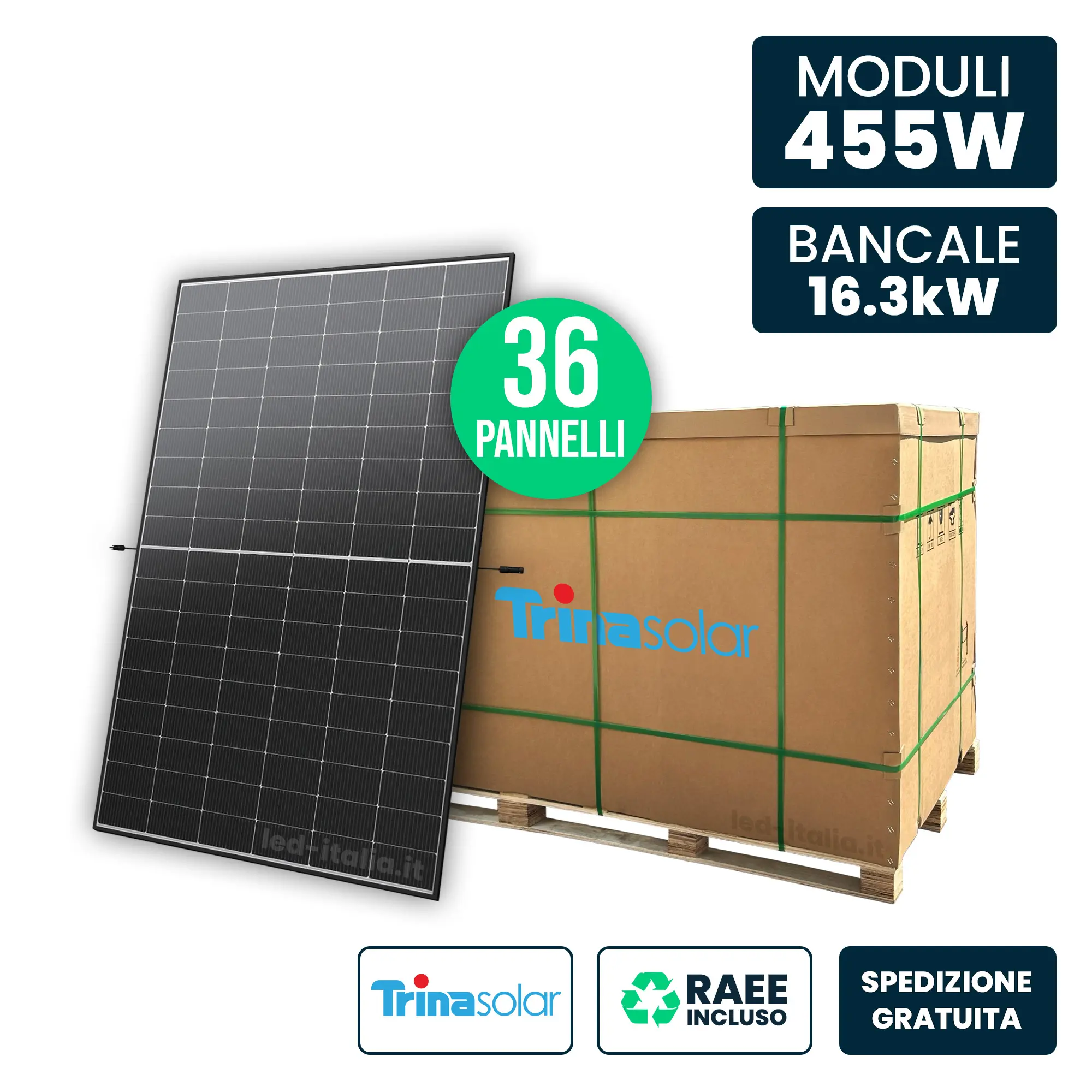 455W Mono Solar Panel Dual Glass 1762*1134*30Mm Order Only Black Frame Pallet N-Tye I-Topcon