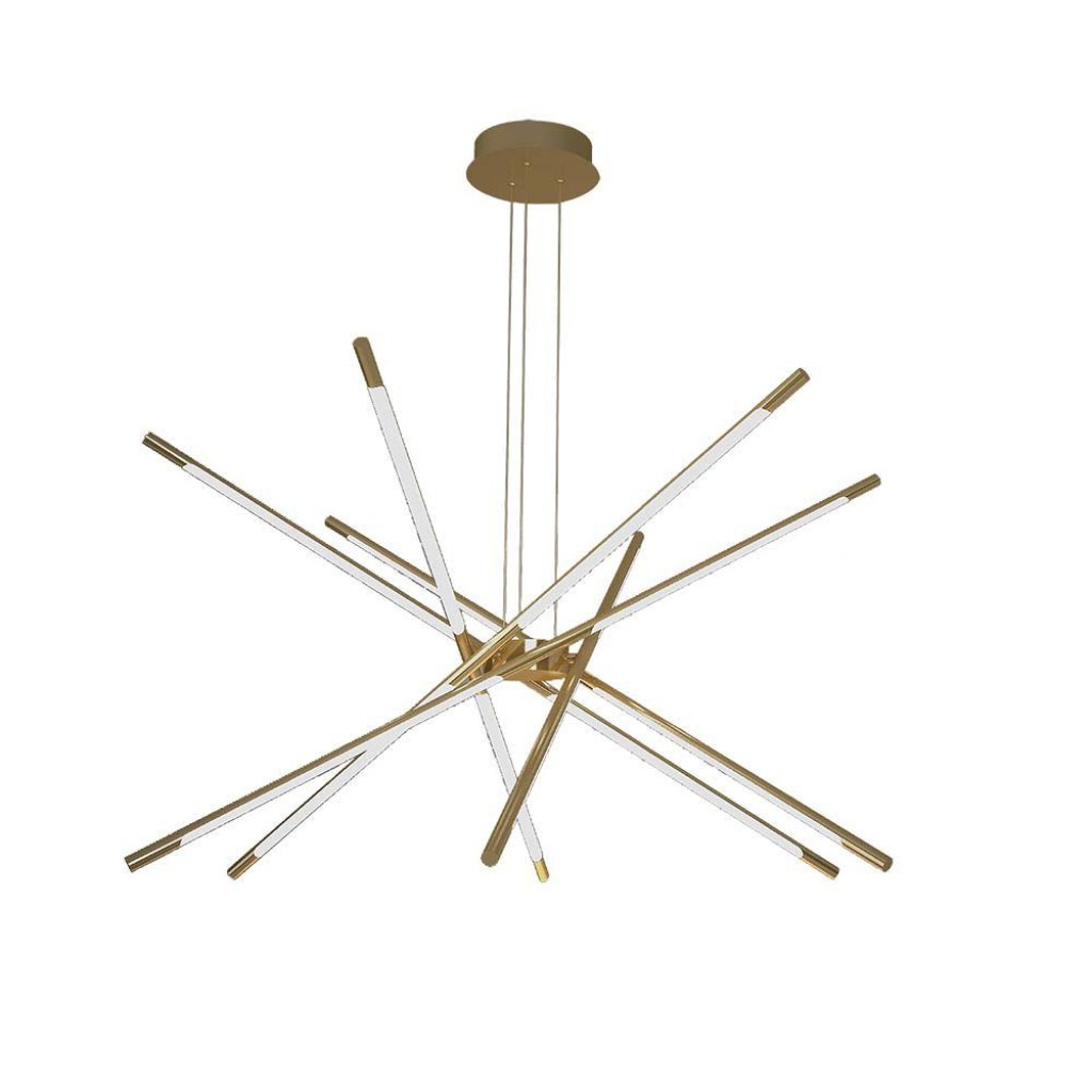 V-TAC Lampadario LED a Sospensione con 12 luci tabular 42W in Metallo Colore Oro Dimmerabile 85*31*120cm 3000K