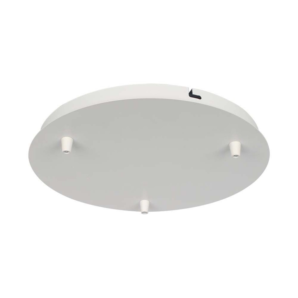 V-TAC Rosone per Lampadario in Acciaio d:300*h:25mm con 3 Fori Colore Bianco Opaco