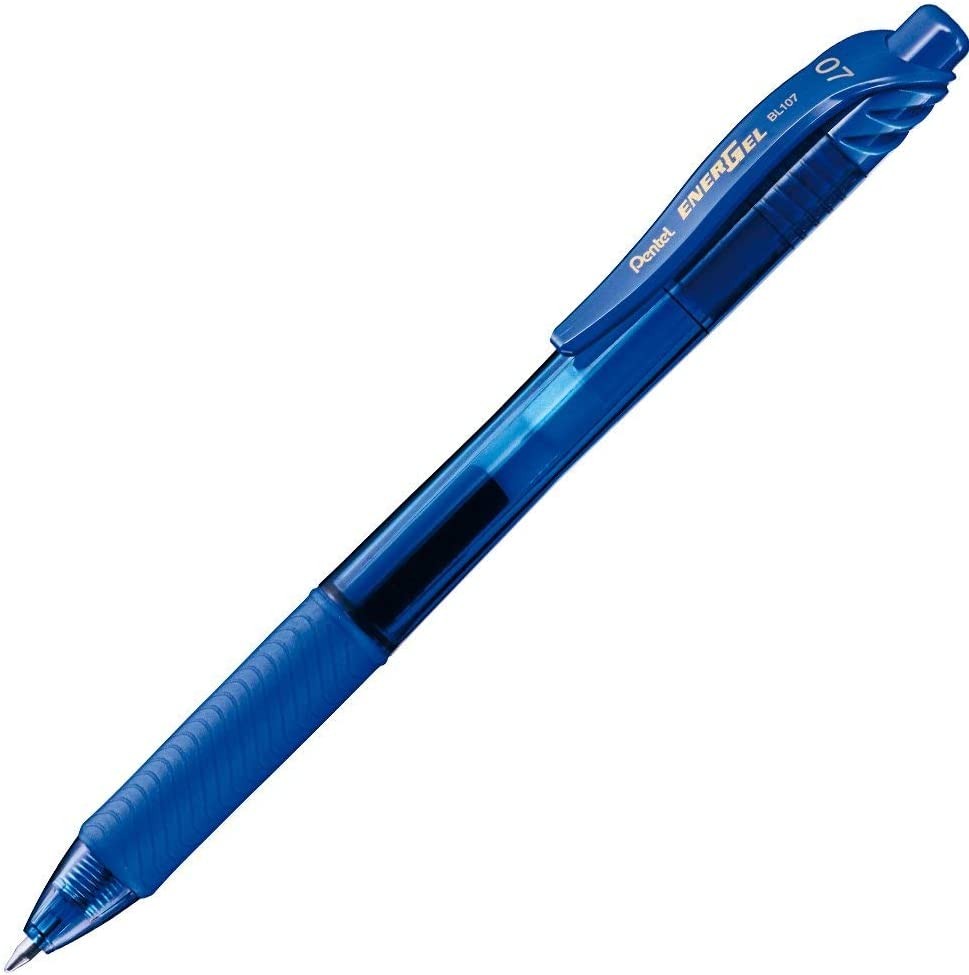 Penna a sfera retrattile Pentel Energel X - Punta da 07 mm - Linea da 035 mm - Inchiostro gel - Ricaricabile - Grip Grip - Materiali riciclati al 50% - Colore blu