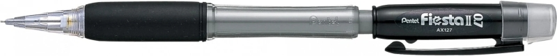 Matita meccanica Pentel Fiesta II HB 07 mm con gomma - Include 2 ricariche - Impugnatura in gomma - Design ergonomico - Nero