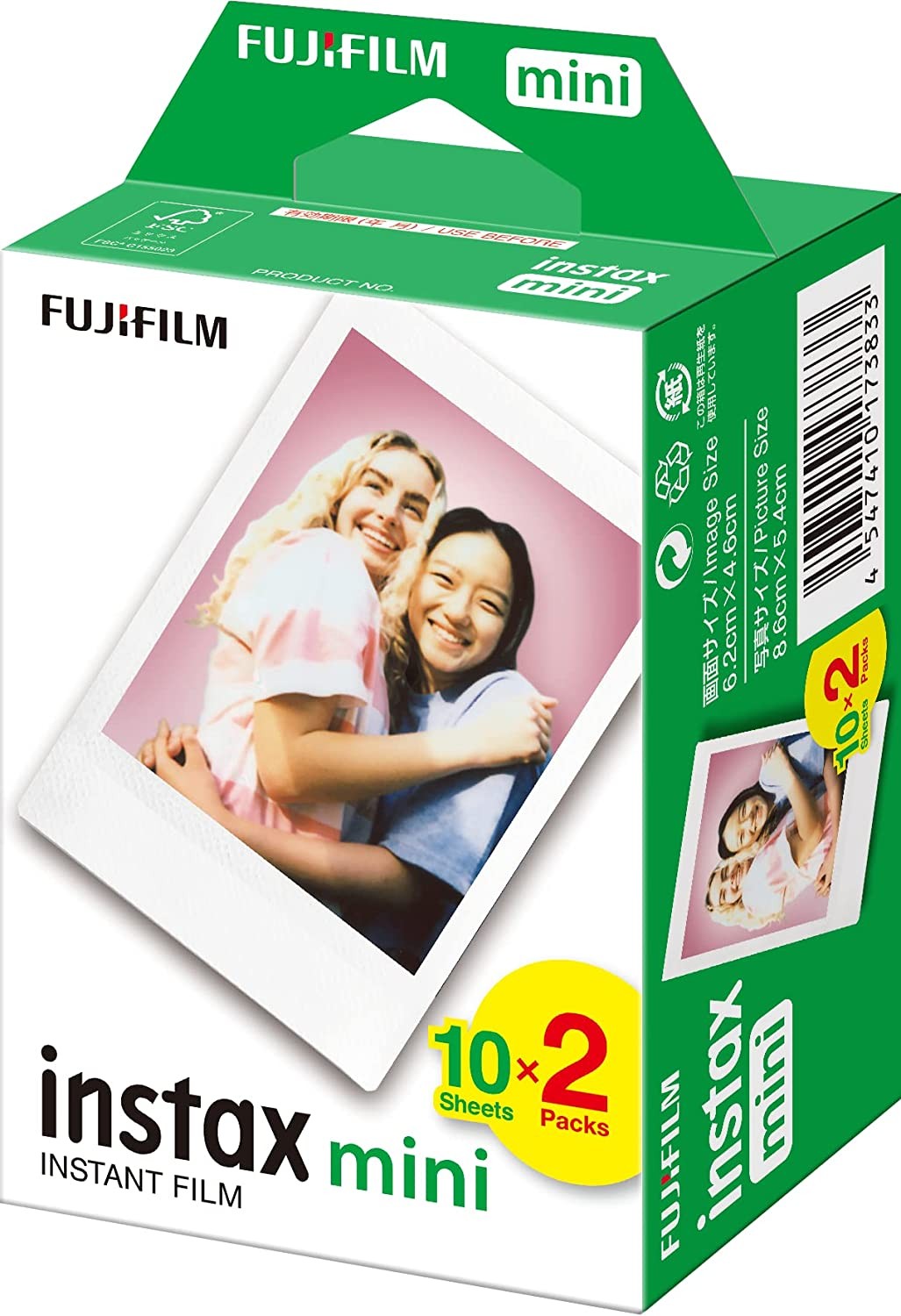 Fujifilm Instax mini Confezione da 2x10 Pellicole fotografiche istantanee - Valido per tutte le mini fotocamere Instax - Formato di stampa (Dimensione immagine: 46x62mm)