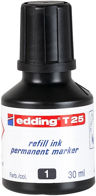 Edding T25 Flacone di ricarica per pennarello indelebile - Capacità 30 ml - Colore nero