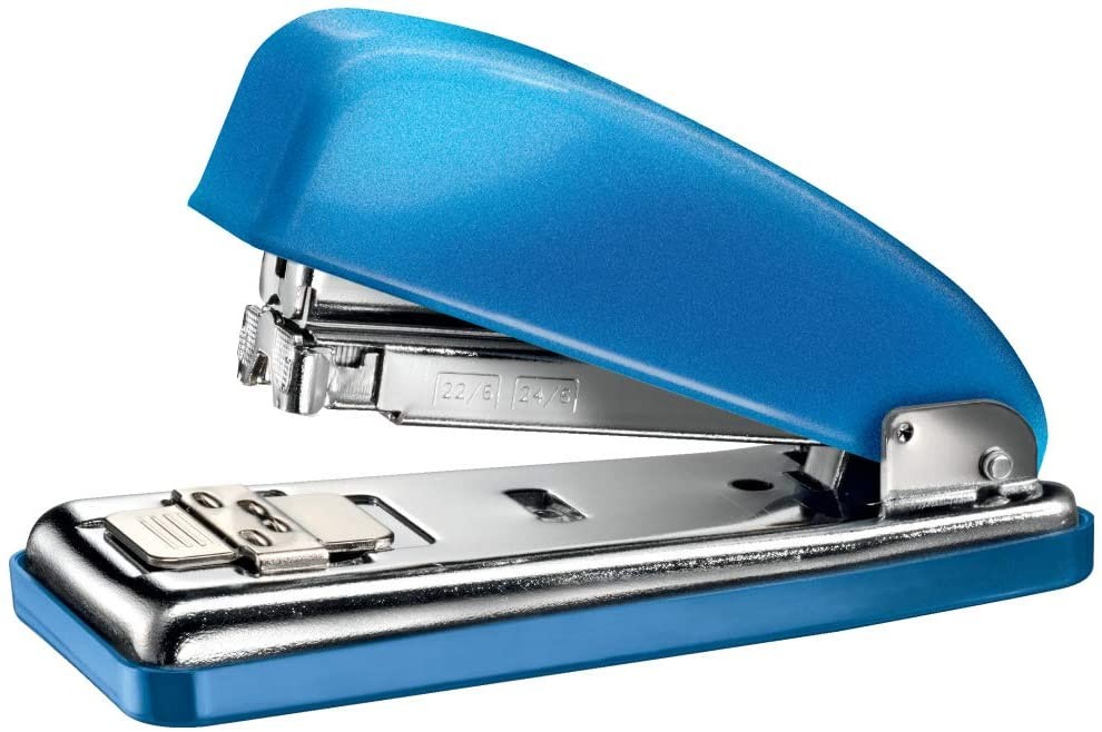 Cucitrice metallica Petrus 226 - Fino a 30 fogli - Pinzatura chiusa aperta e inchiodata - Colore blu metallizzato