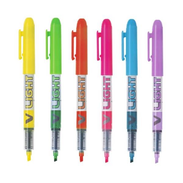 Confezione da 6 pennarelli V-Light - Punta a scalpello da 360 mm - Linea da 330 mm - Colori assortiti