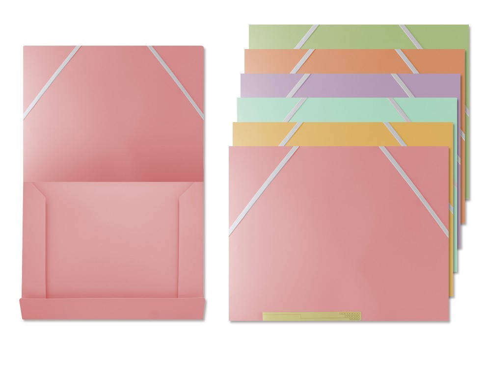 Bismark Confezione da 6 Cartelle con Patta in Polipropilene - Formato A4 - Chiusura in Gomma - Colori Pastello Assortiti