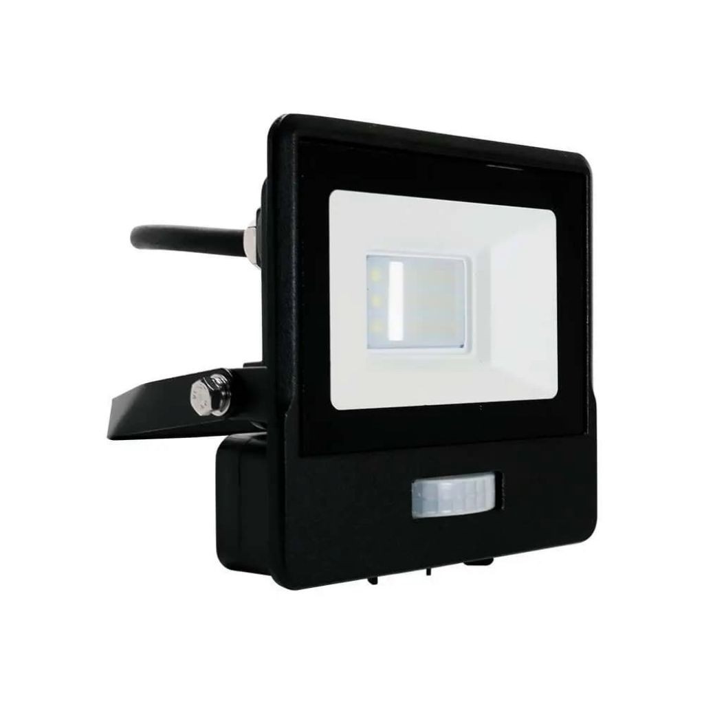 V-TAC PRO Faro LED Chip Samsung 10W con Sensore PIR Cavo 1m Colore Nero 6500K IP65