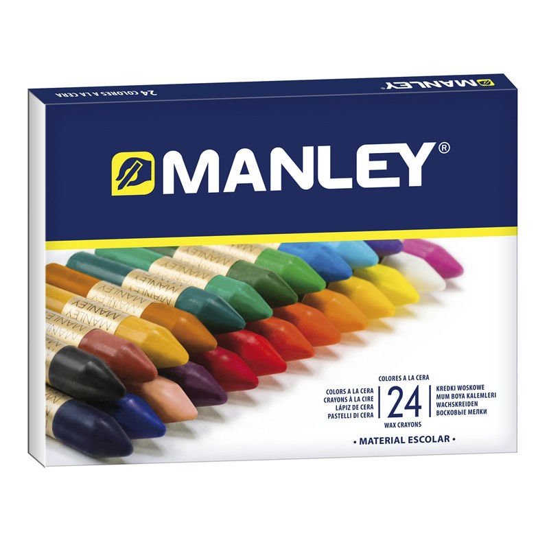 Manley Confezione da 24 Cere Morbide dalla Linea Morbida - Ideale per un'Ampia Varietà di Tecniche e Applicazioni - Produzione Artigianale - Ampia Gamma di Colori - Colori Assortiti