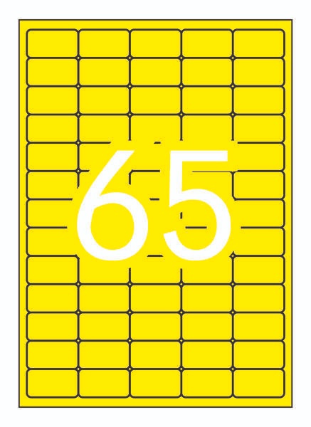 Etichette Apli gialle fluorescenti confezione da 1.300 381x212 mm - 20 fogli x 65 etichette - Adesivo permanente - Bordi dritti