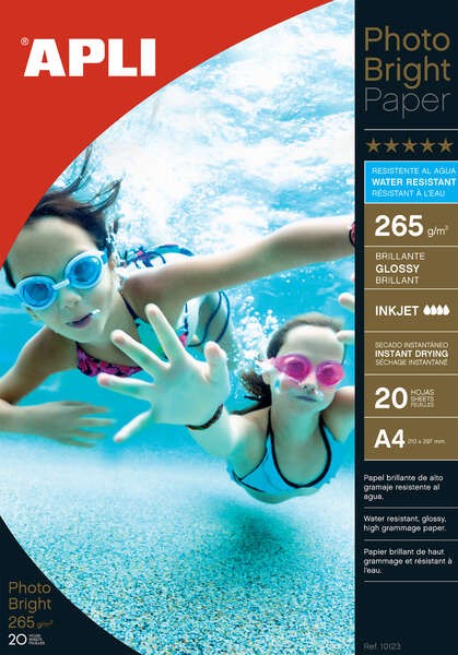 Carta fotografica Apli Photobright resistente all'acqua A4 265 g 20 fogli